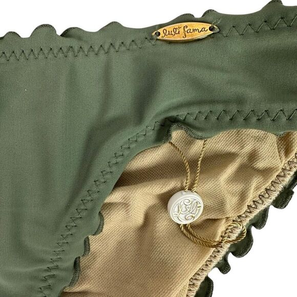 Luli Fama Cosita Buena XS Bikini Olive Cheeky Bottom Triangle Top - Picture 10 of 14